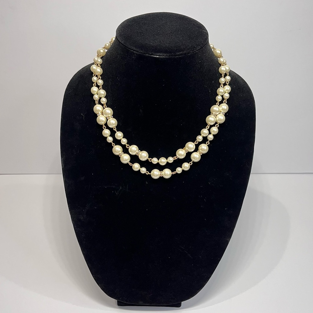 Charter Club 18” Double-Strand Pearl and Crystal Necklace - Gently Worn No Tag